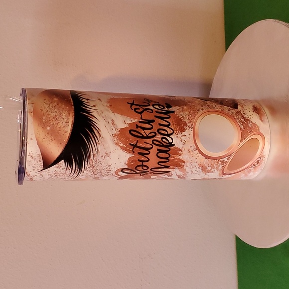 20 Oz. Stainless Steel "But First Makeup" Insulated Tumbler - Picture 5 of 8